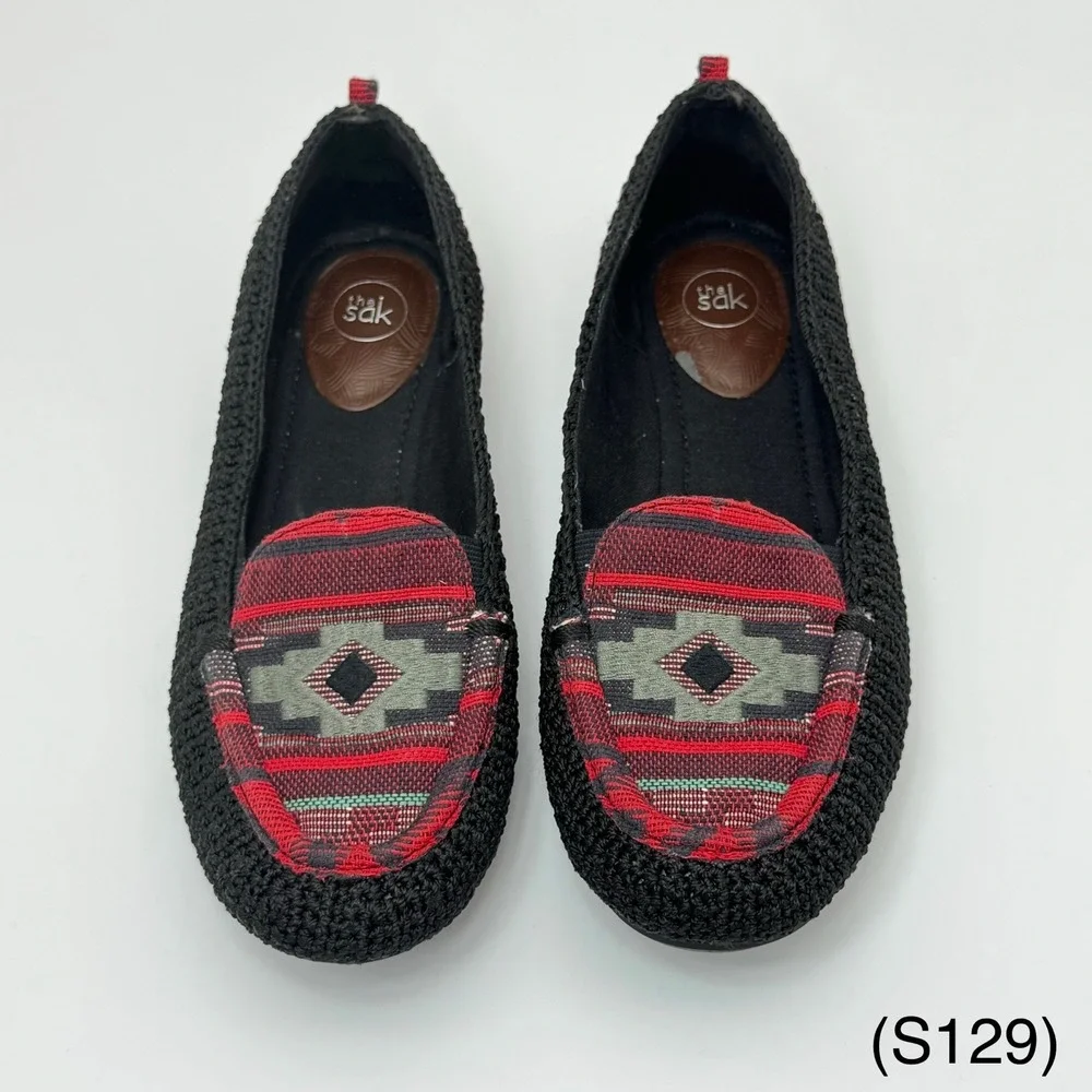The Sak Slip On Loafer Crochet Driving Moccasins Crochet Multicolor Aztec US 8.5